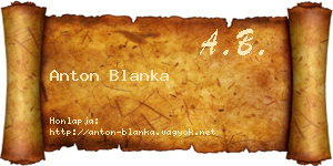 Anton Blanka névjegykártya